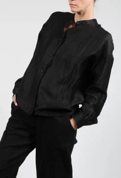 Sanctamuerte Shirts & Blouses^Grandad Collar Shirt in Over Nero