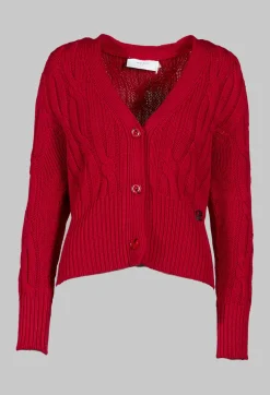 Beatrice B Knitwear|Cardigans^Grandad Knit Cardigan in Chili Pepper Red