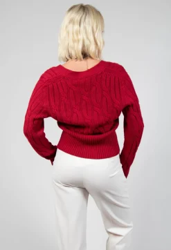 Beatrice B Knitwear|Cardigans^Grandad Knit Cardigan in Chili Pepper Red