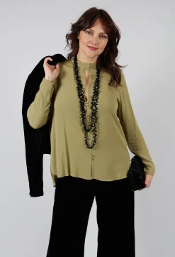 T.ba Tops^Hacking Blouse in Green