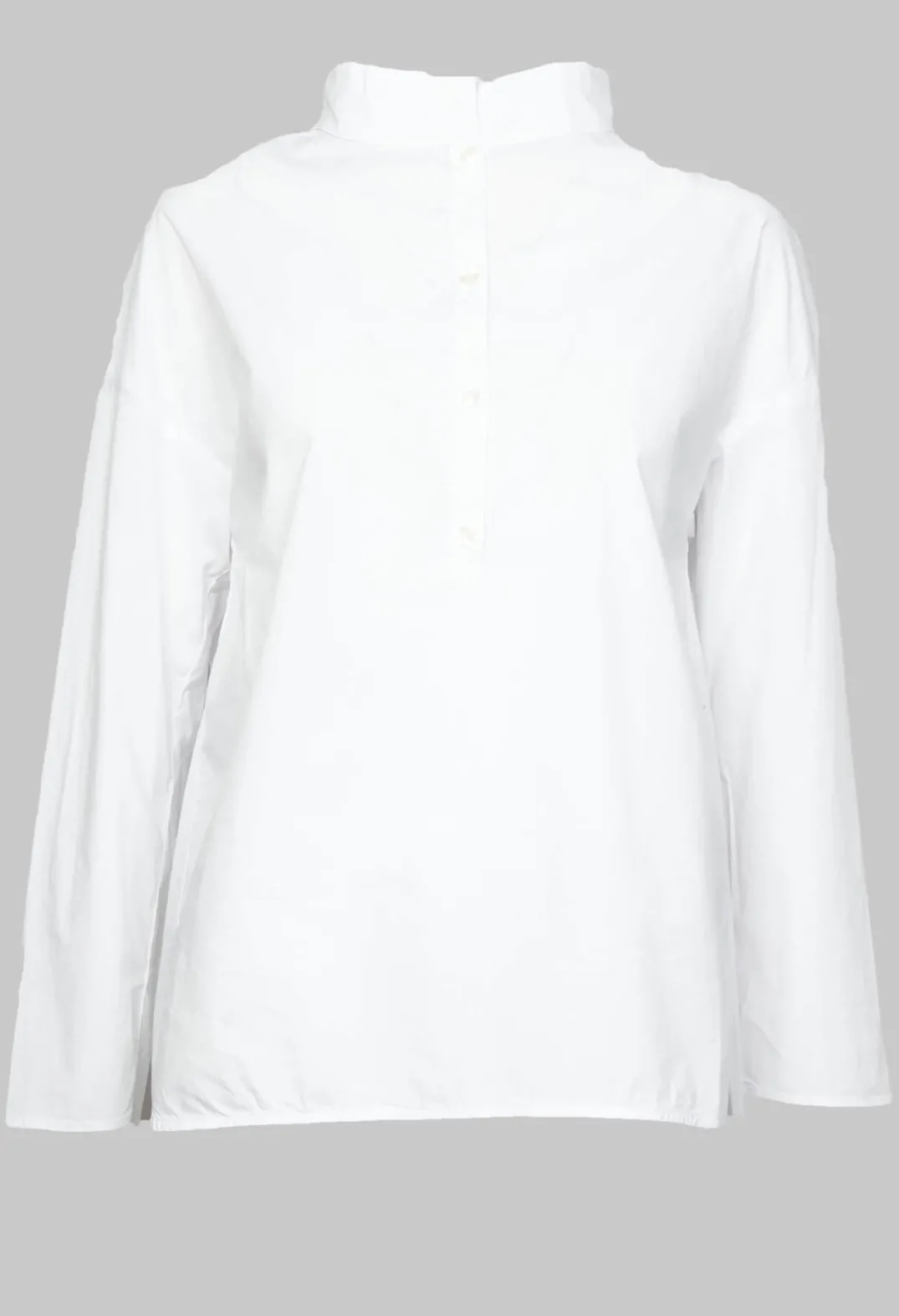 Elemente Clemente Shirts & Blouses^Half Button Through Shirt with Stand Collar in White