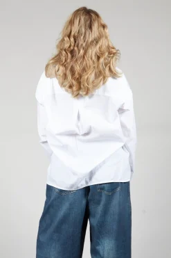 Elemente Clemente Shirts & Blouses^Half Button Through Shirt with Stand Collar in White