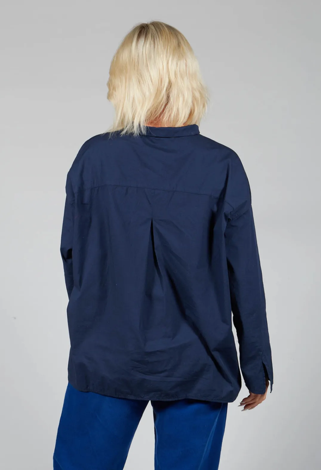 Elemente Clemente Shirts & Blouses^Half Button Through Shirt with Stand Collar in Dark Blue