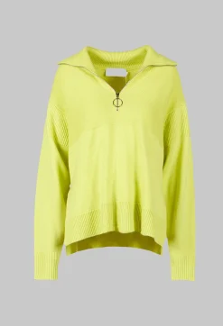 Beatrice B Jumpers^Half Zip Wool Jumper in Lime