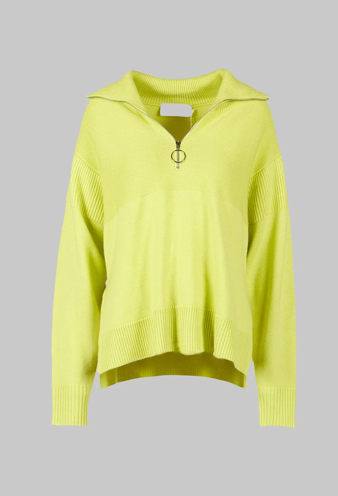 Beatrice B Jumpers^Half Zip Wool Jumper in Lime