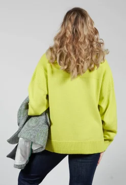 Beatrice B Jumpers^Half Zip Wool Jumper in Lime