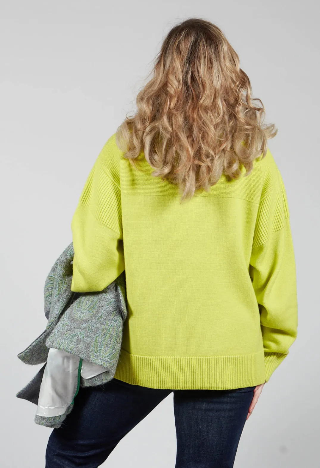 Beatrice B Jumpers^Half Zip Wool Jumper in Lime
