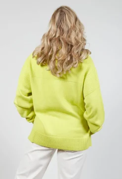 Beatrice B Jumpers^Half Zip Wool Jumper in Lime