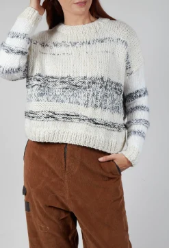 Umit Unal Jumpers^Hand Knitted Pullover in Ecru Grey