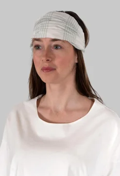 Les Ours Hats^Headband in Coton Carreaux Vert Eau