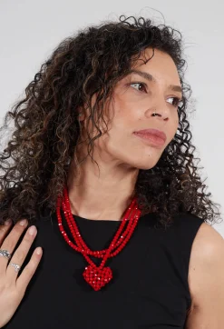 Pluslavie Necklaces^Heart Chain Necklace in Red