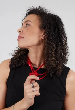 Pluslavie Necklaces^Heart Chain Necklace in Red