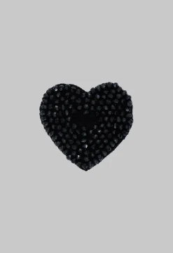 Pluslavie Brooches^Heart Shape Beaded Accessory Patch in Black