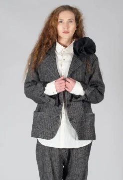 Marc Point Jackets^Herringbone Blazer with Front Split in Grey