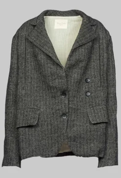 Marc Point Jackets^Herringbone Blazer with Front Split in Grey