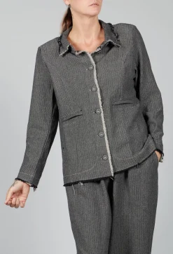 Amici Jackets^Herringbone Raw Edge Blazer Jacket in Sand