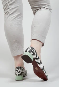 Chie Mihara Boots^Hetus Shoe with Tassle Embelishment in Green Black and White