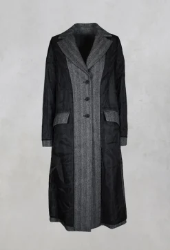 Malloni Coats^Hierophis Contrasting Net Mix Coat in Asfalto