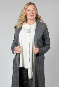 Malloni Coats^Hierophis Contrasting Net Mix Coat in Asfalto