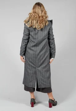 Malloni Coats^Hierophis Contrasting Net Mix Coat in Asfalto