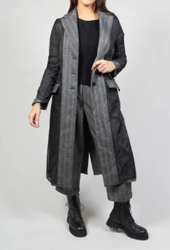 Malloni Coats^Hierophis Contrasting Net Mix Coat in Asfalto