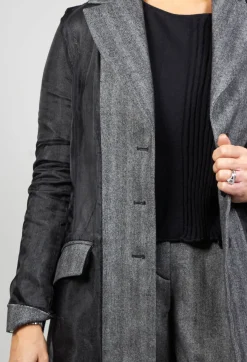 Malloni Coats^Hierophis Contrasting Net Mix Coat in Asfalto