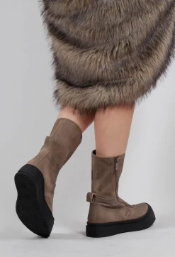 Lofina Boots^High Ankle Boots with Curved Zip in London Cardboard