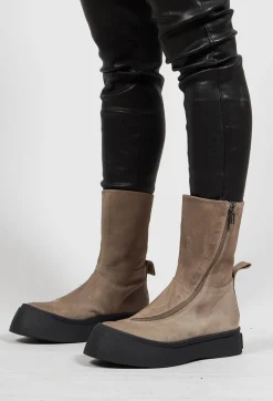 Lofina Boots^High Ankle Boots with Curved Zip in London Cardboard