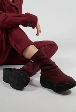 Lofina Boots^High Ankle Boots with Platform Sole in London Old Purple