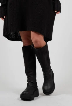Lofina Boots^High Boots with Platform Sole in Gasoline Nero
