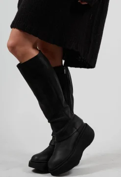 Lofina Boots^High Boots with Platform Sole in Gasoline Nero