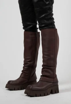 Lofina Boots^High Boots with Square Toe in Gasoline Chocolate