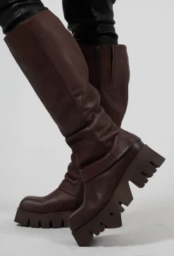 Lofina Boots^High Boots with Square Toe in Gasoline Chocolate