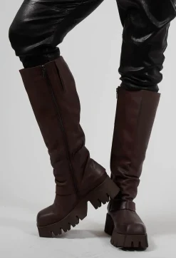Lofina Boots^High Boots with Square Toe in Gasoline Chocolate