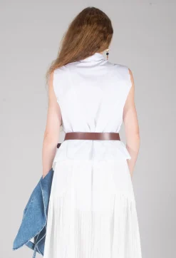 Isabel Benenato Shirts & Blouses^High Collar Sleeveless Shirt in White