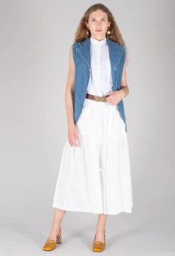 Isabel Benenato Shirts & Blouses^High Collar Sleeveless Shirt in White
