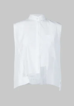 Isabel Benenato Shirts & Blouses^High Collar Sleeveless Shirt in White