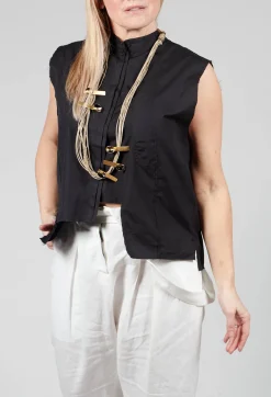 Isabel Benenato Shirts & Blouses^High Collar Sleeveless Shirt in Black
