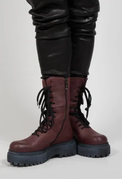 Lofina Boots^High Lace Up Boots in Gasoline Melanzana