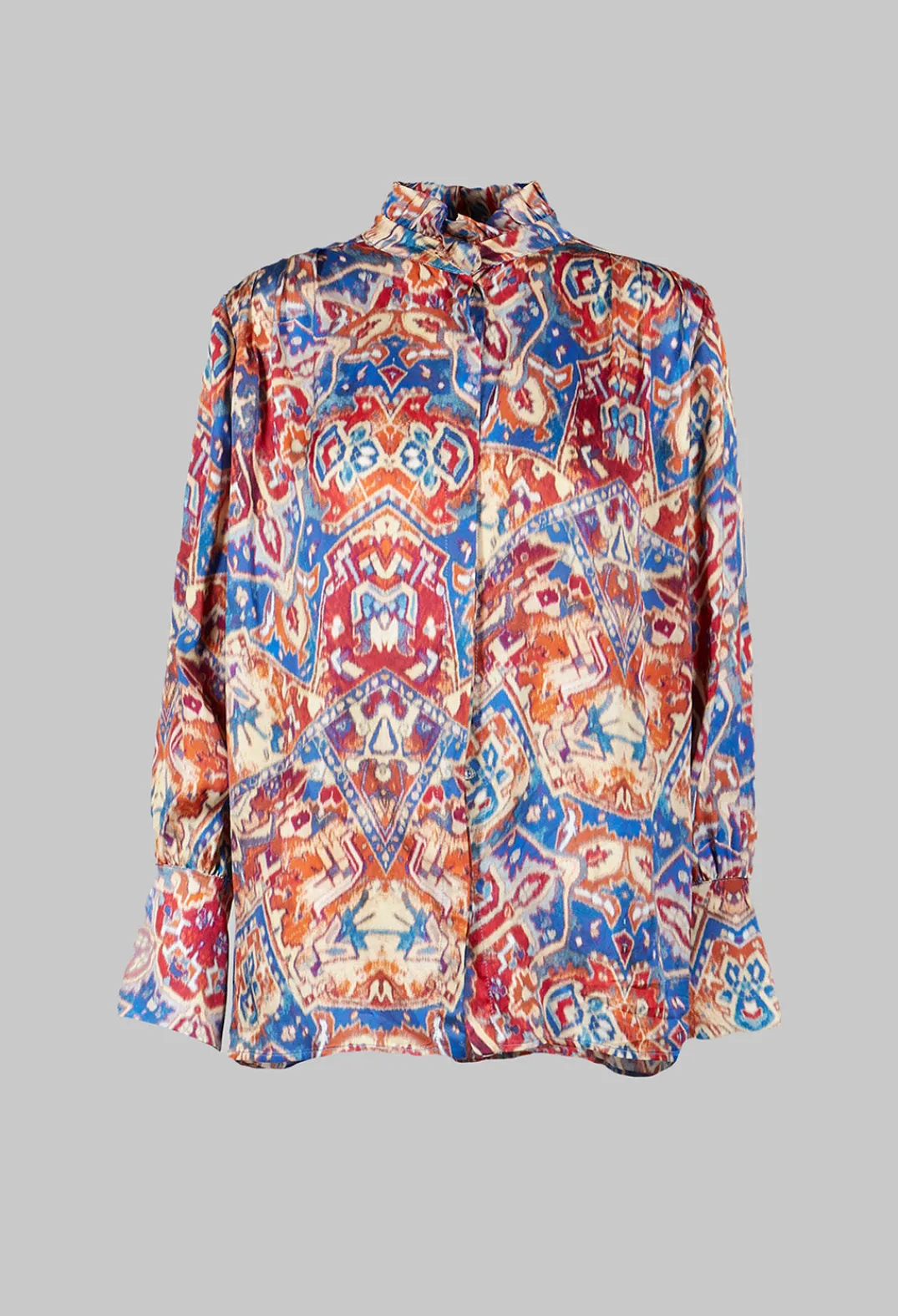 Sfizio Shirts & Blouses^High Neck Blouse with Ruffle in Azarro Print