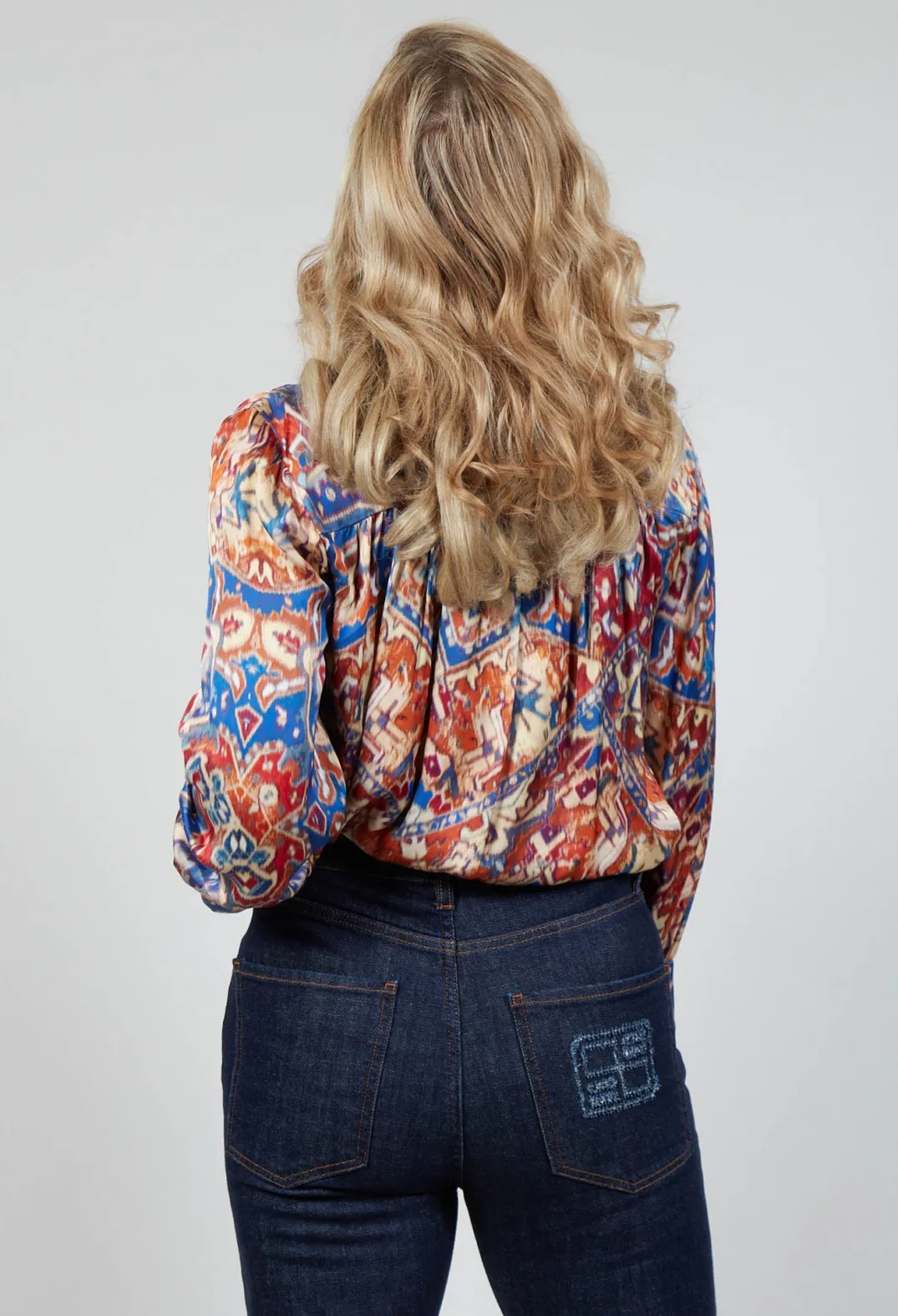 Sfizio Shirts & Blouses^High Neck Blouse with Ruffle in Azarro Print