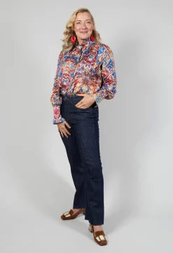 Sfizio Shirts & Blouses^High Neck Blouse with Ruffle in Azarro Print