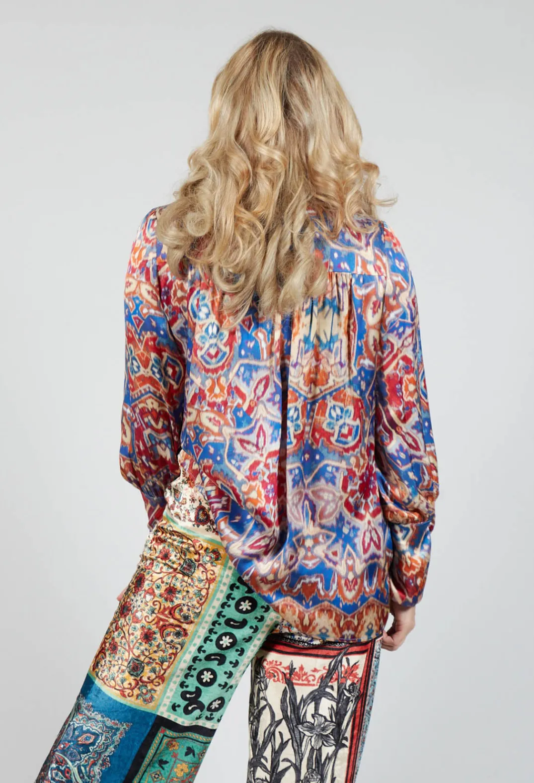 Sfizio Shirts & Blouses^High Neck Blouse with Ruffle in Azarro Print