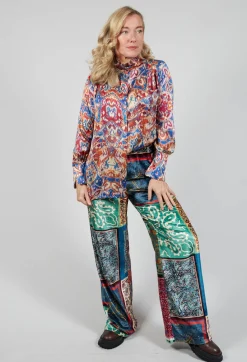 Sfizio Shirts & Blouses^High Neck Blouse with Ruffle in Azarro Print