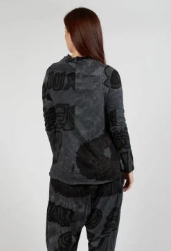 Rundholz Black Label Tops^High Neck Jersey Top in Rock Print
