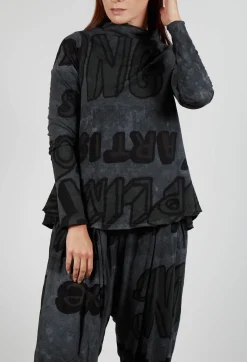 Rundholz Black Label Tops^High Neck Jersey Top in Rock Print