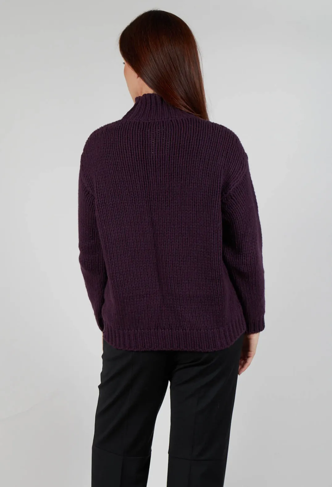 M J Watson Jumpers^High Neck Jumper in Aubergine