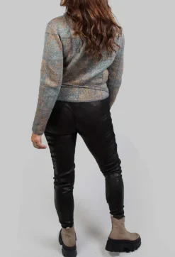 Sarah Pacini Jumpers^High Neck Jumper with Check Design in Grey Multicolour