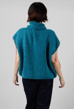 Be Your Essence Tops^High Neck Knitted Vest in Teal