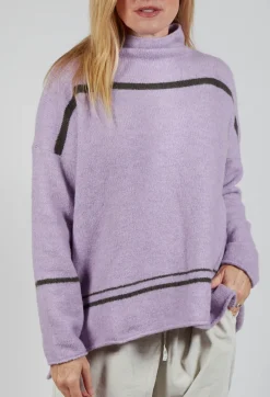 Operificio Neirami Jumpers^High Neck Stripe Jumper in Lilla